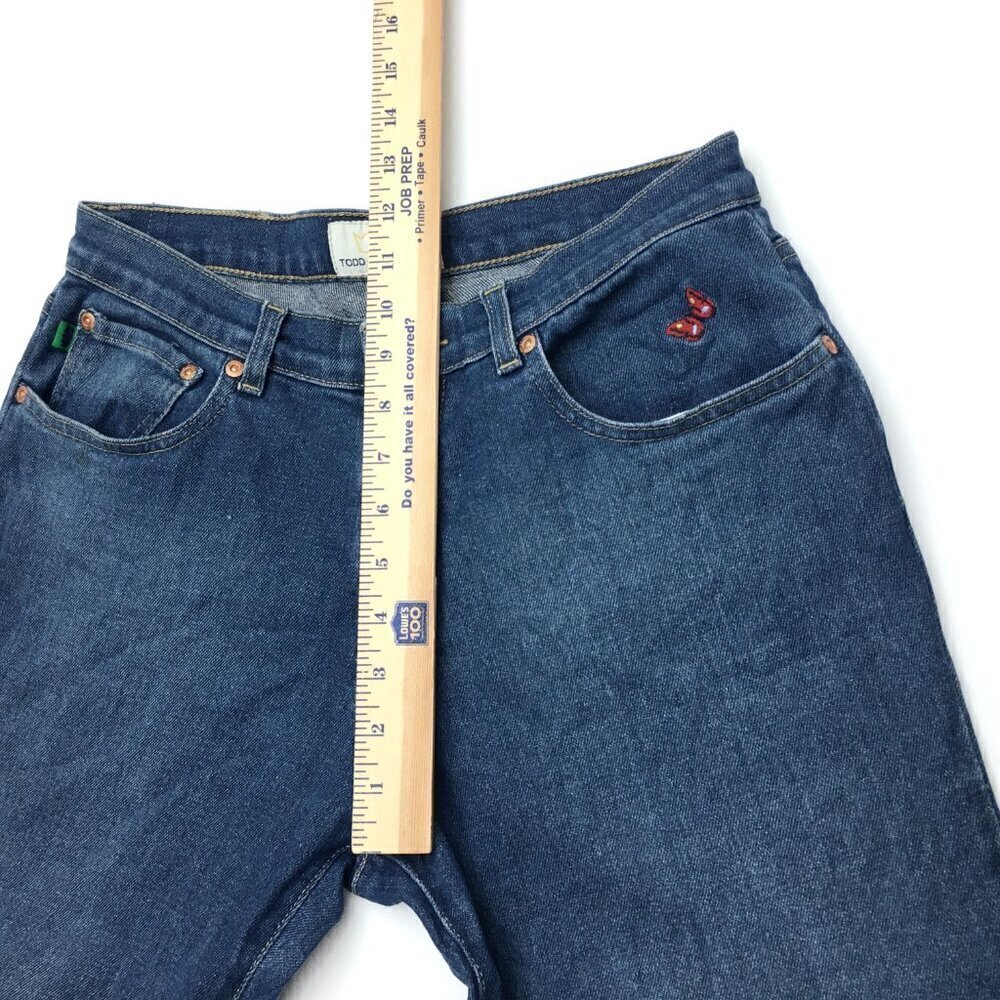 Vintage Todd Oldham TO2 Women's Jeans Wide Leg Embroidered Hippie size 28x33 - Picture 7 of 10